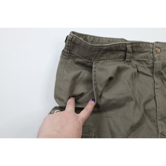 Vintage 90s Streetwear Mens 36 Faded Above Knee Cargo Shorts Green Cotton USA - Picture 6 of 13